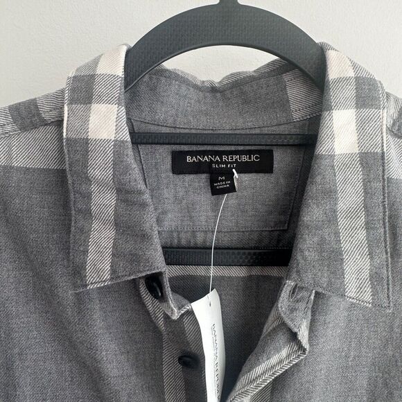 Banana Republic Shirt Mens Medium Flannel Slim Fit Plaid 100% Cotton - Picture 4 of 9